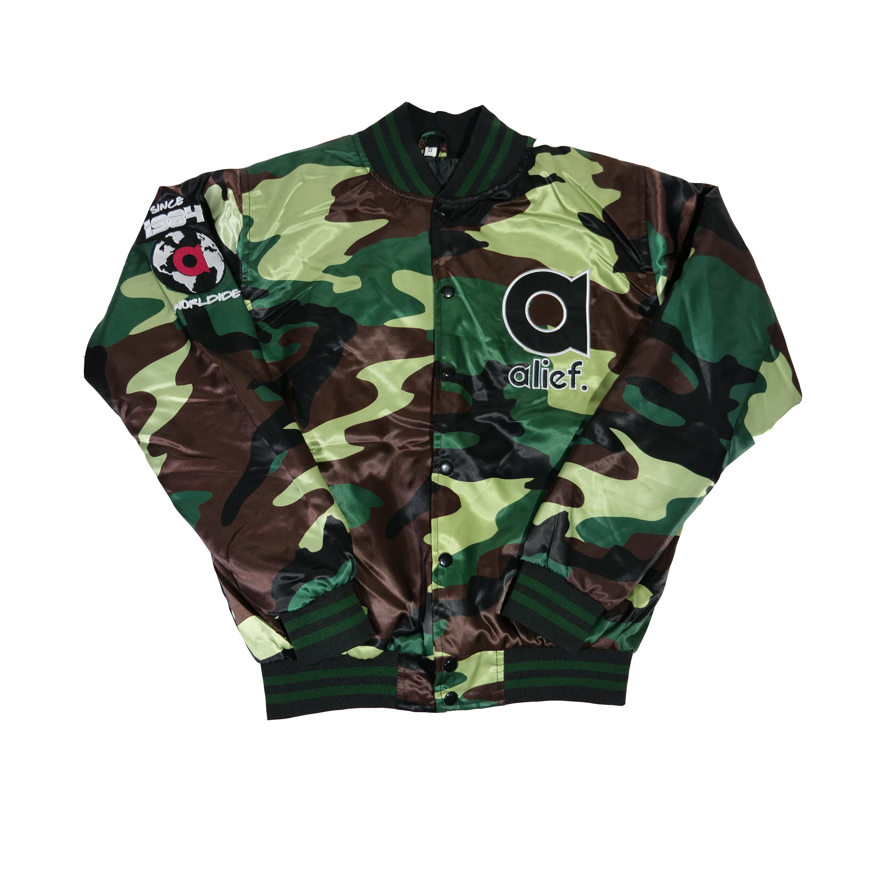 Alief Applecity Varsity Jacket - Green Camo – ALIEF STORE