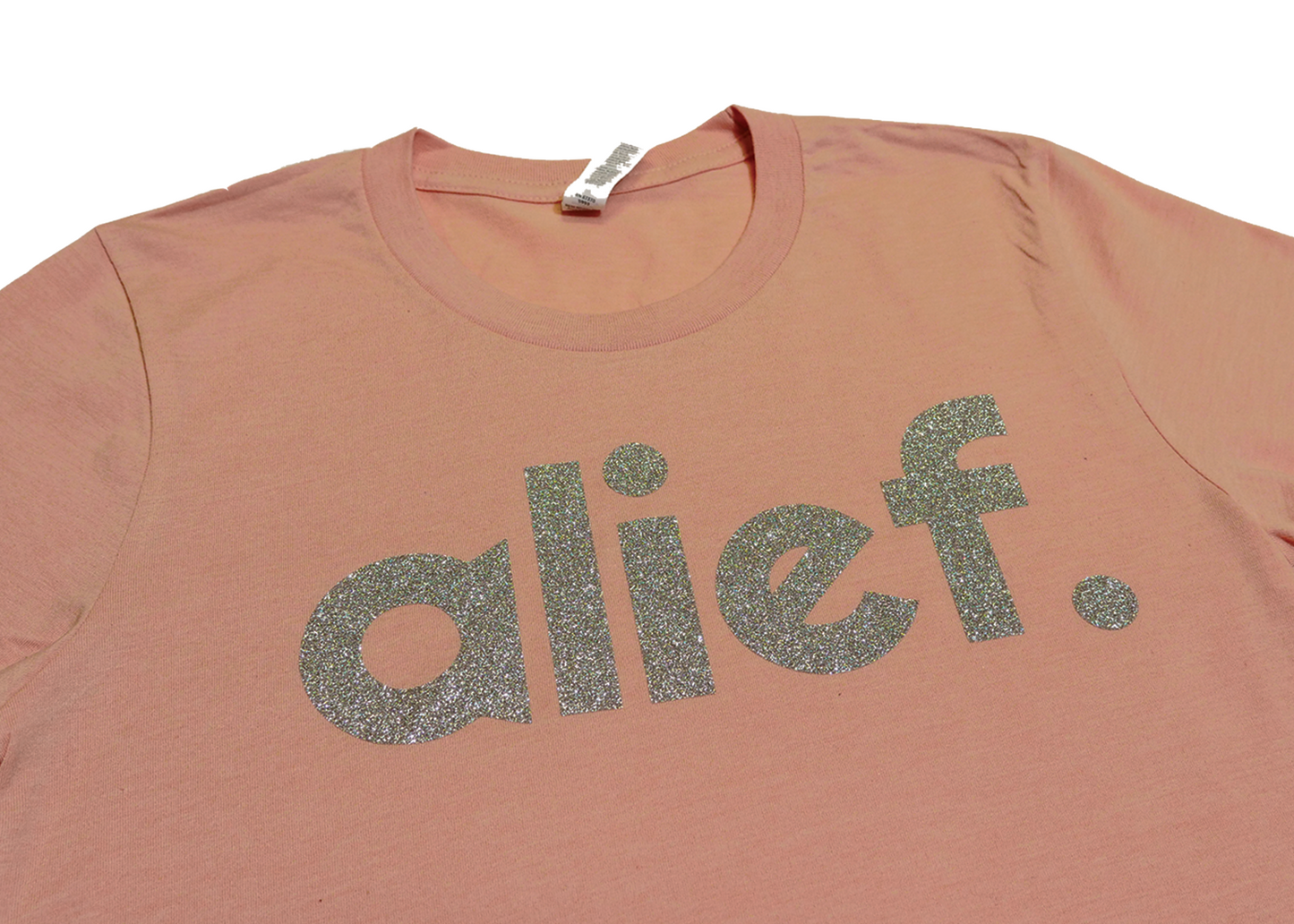 Alief Glitter Tee - Peach/Silver