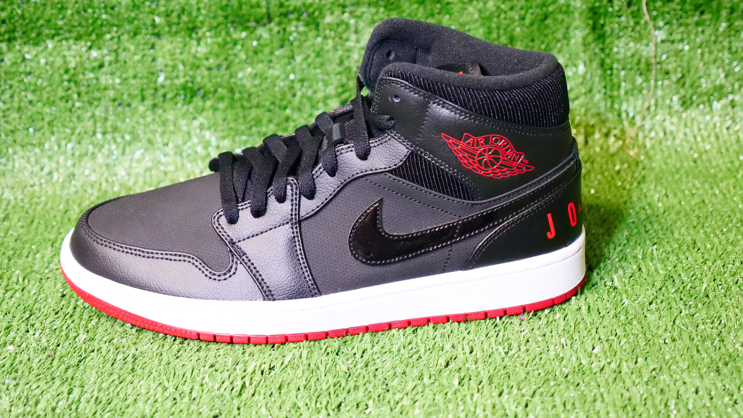 Jordan 1 Mid Black University Red