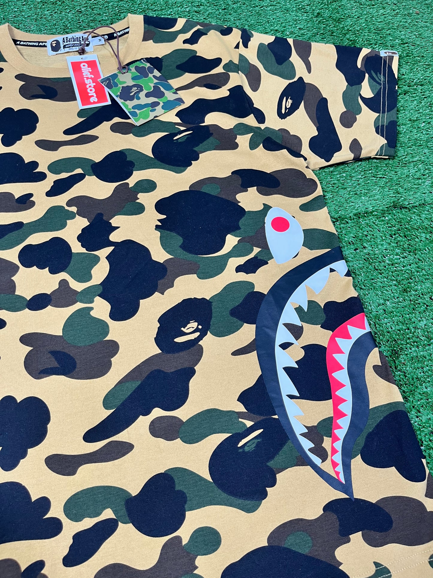 BAPE 1st Camo Side Shark Tee - Sand Brown