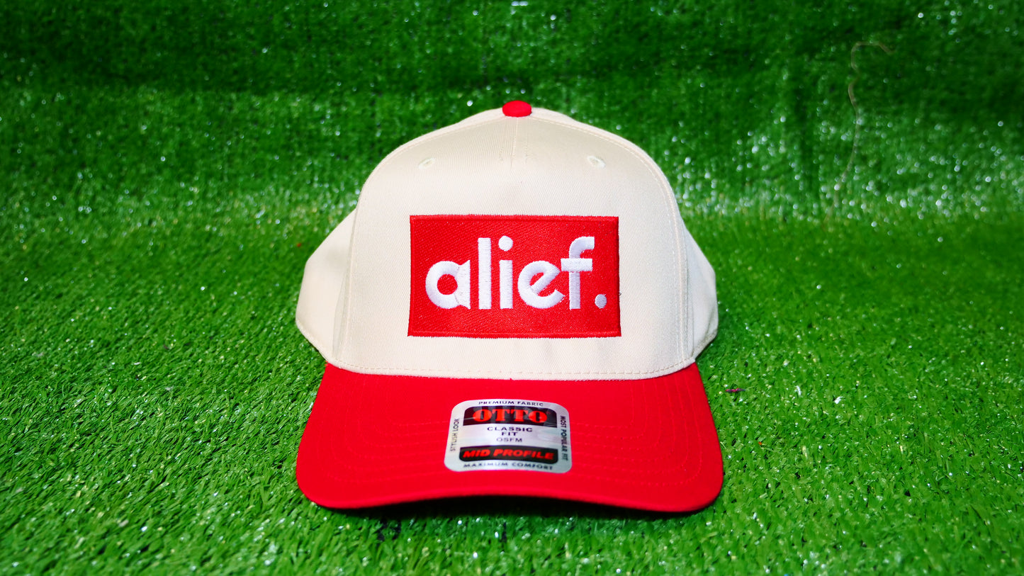 Alief Red Box Snapback - Cream/Red