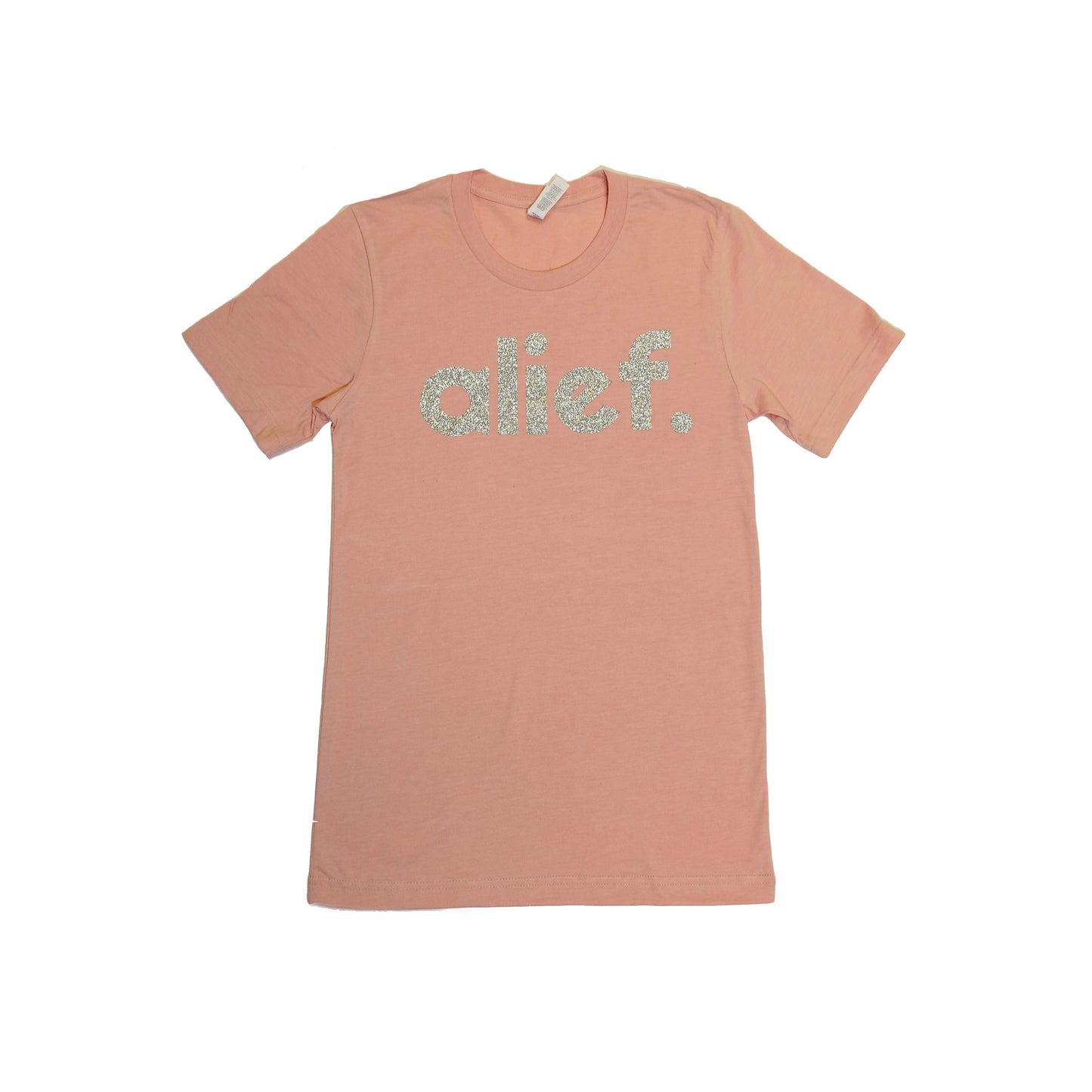 Alief Glitter Tee - Peach/Silver