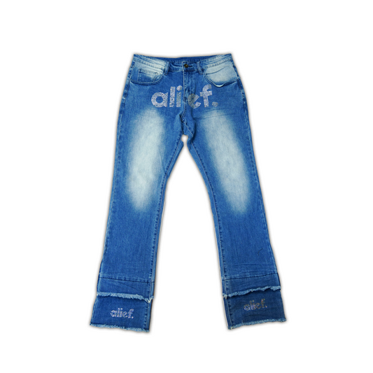 Alief Rhinestone Jeans - Blue Jean