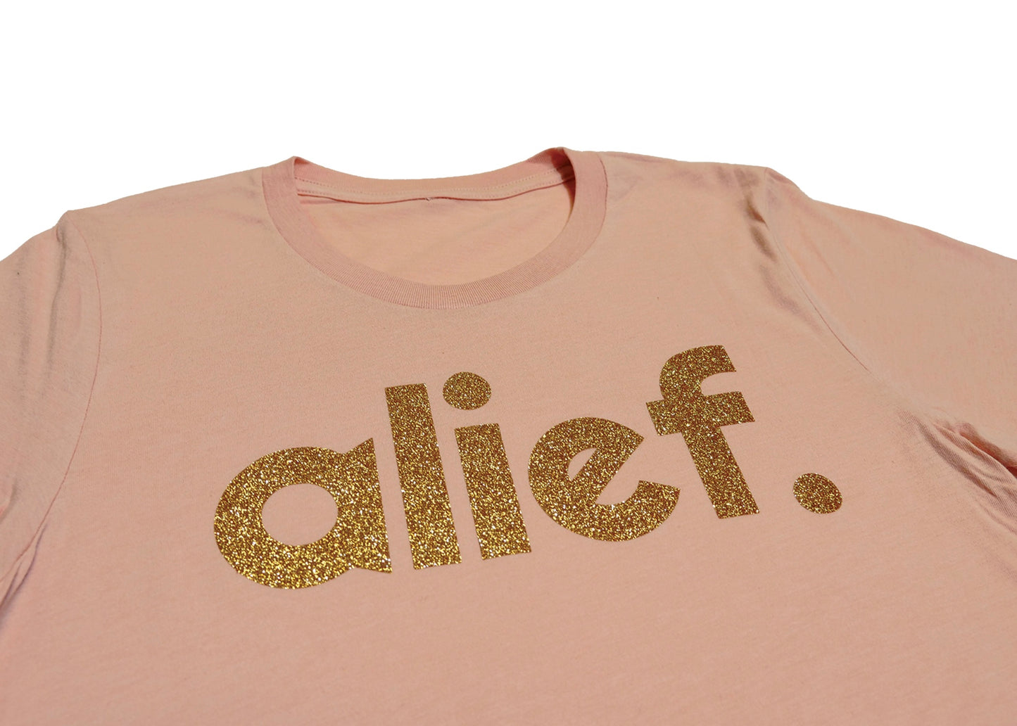 Alief Glitter Tee - Peach/Gold