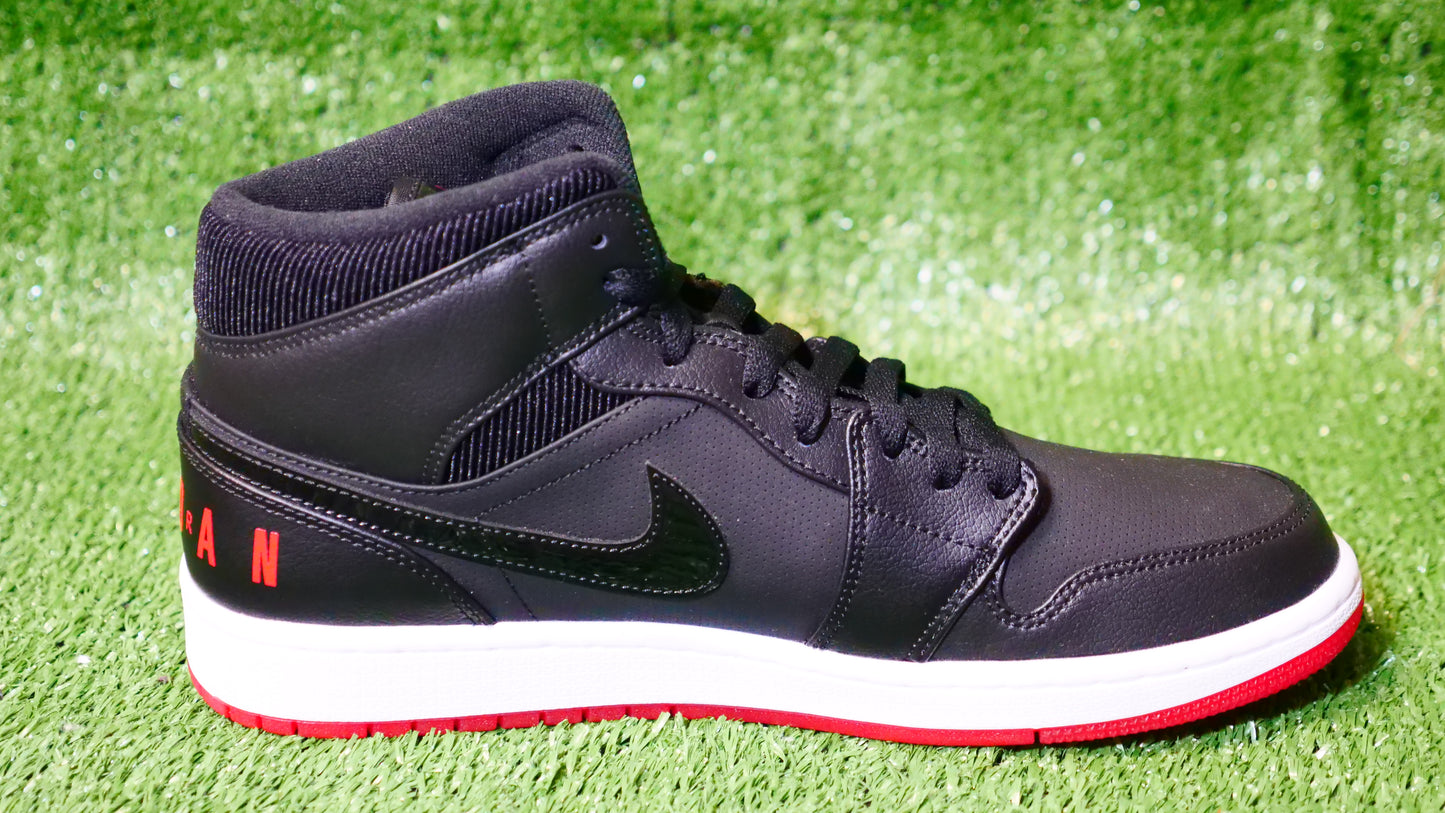 Jordan 1 Mid Black University Red