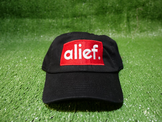 Alief Red Box Dad Hat - Black