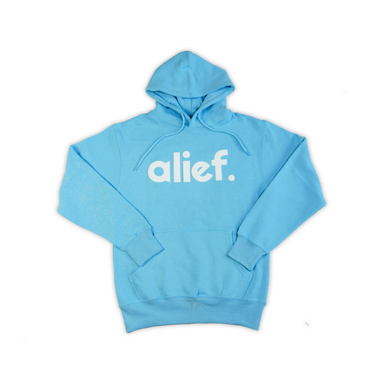 Puff Ink Bold Alief Hoodie - Baby Blue/White