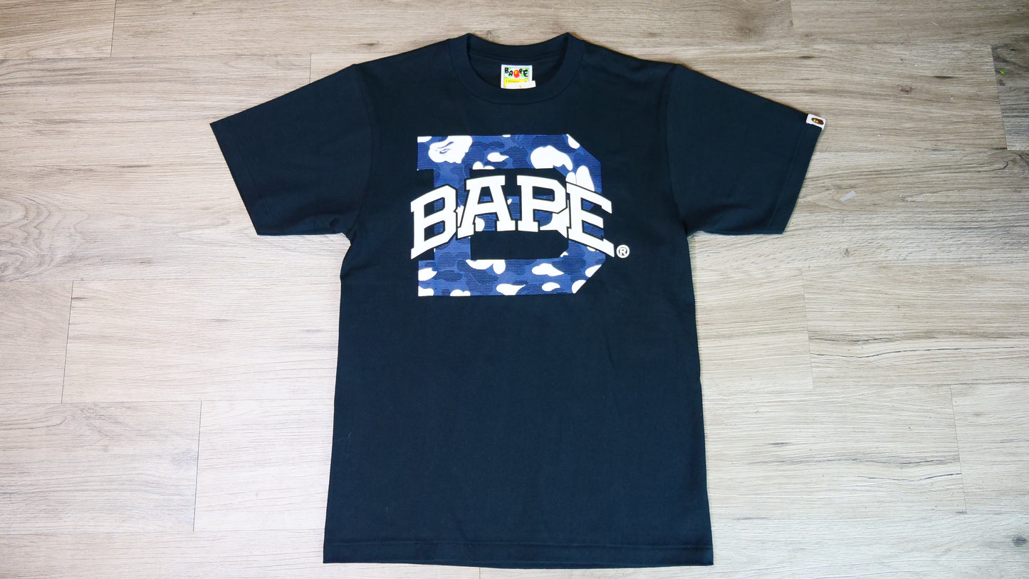 BAPE Stripe ABC Camo Logo Tee - Black/ Navy