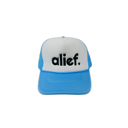 Bold Alief Trucker Hat - Sky Blue and White/Black