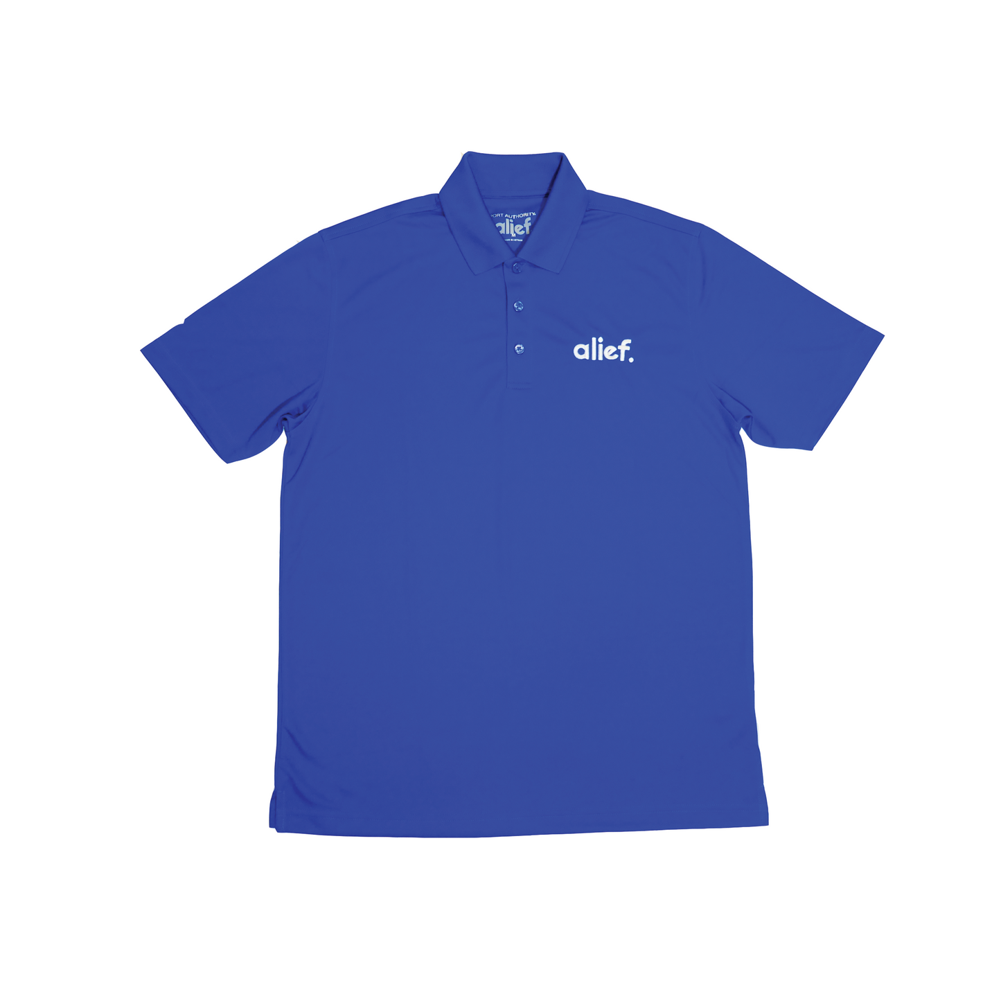 Embroidered Bold Alief Collar T-Shirts - Blue/ White
