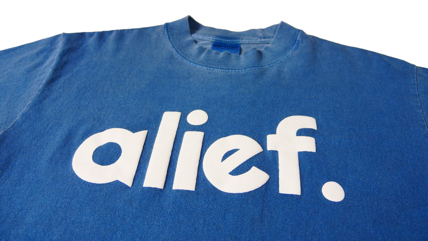 Puff Ink Bold Alief Tee - Wash Blue/ White