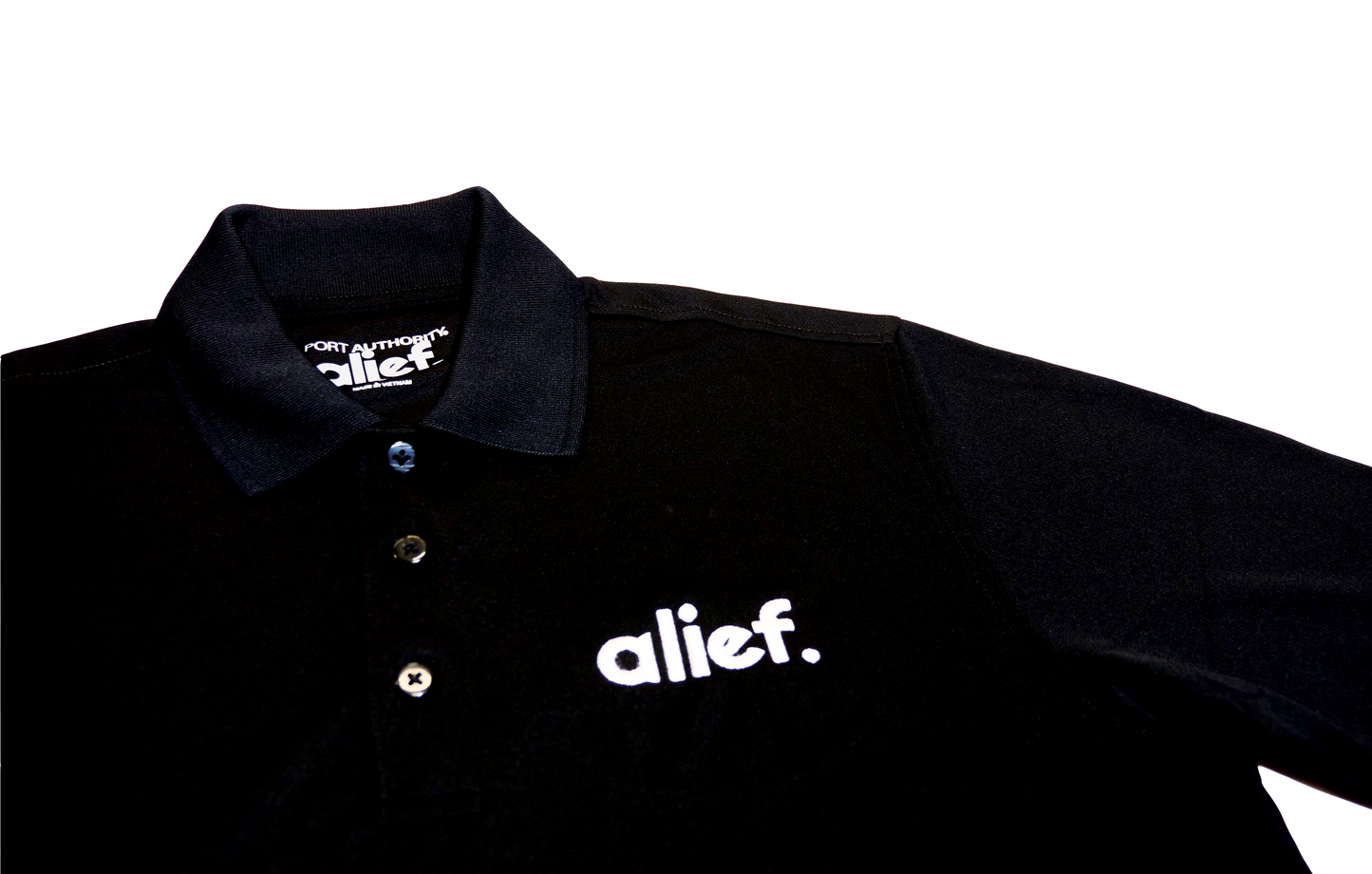 Embroidered Bold Alief Collar T-Shirts - Black/ White