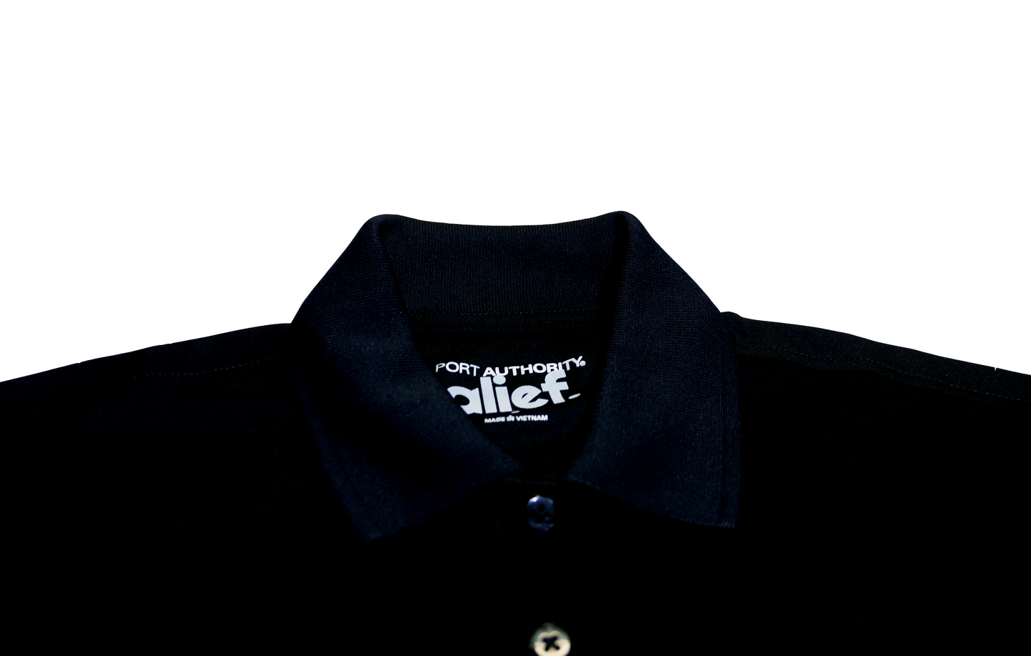 Embroidered Bold Alief Collar T-Shirts - Black/ White