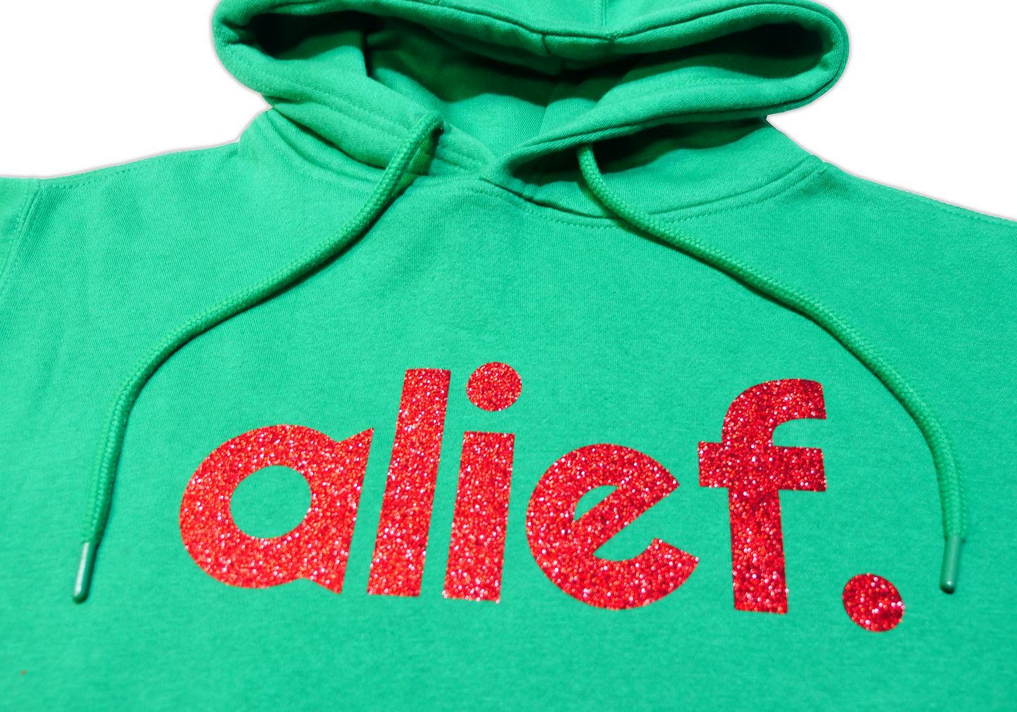 Alief Hoodie - Green/Red Glitter