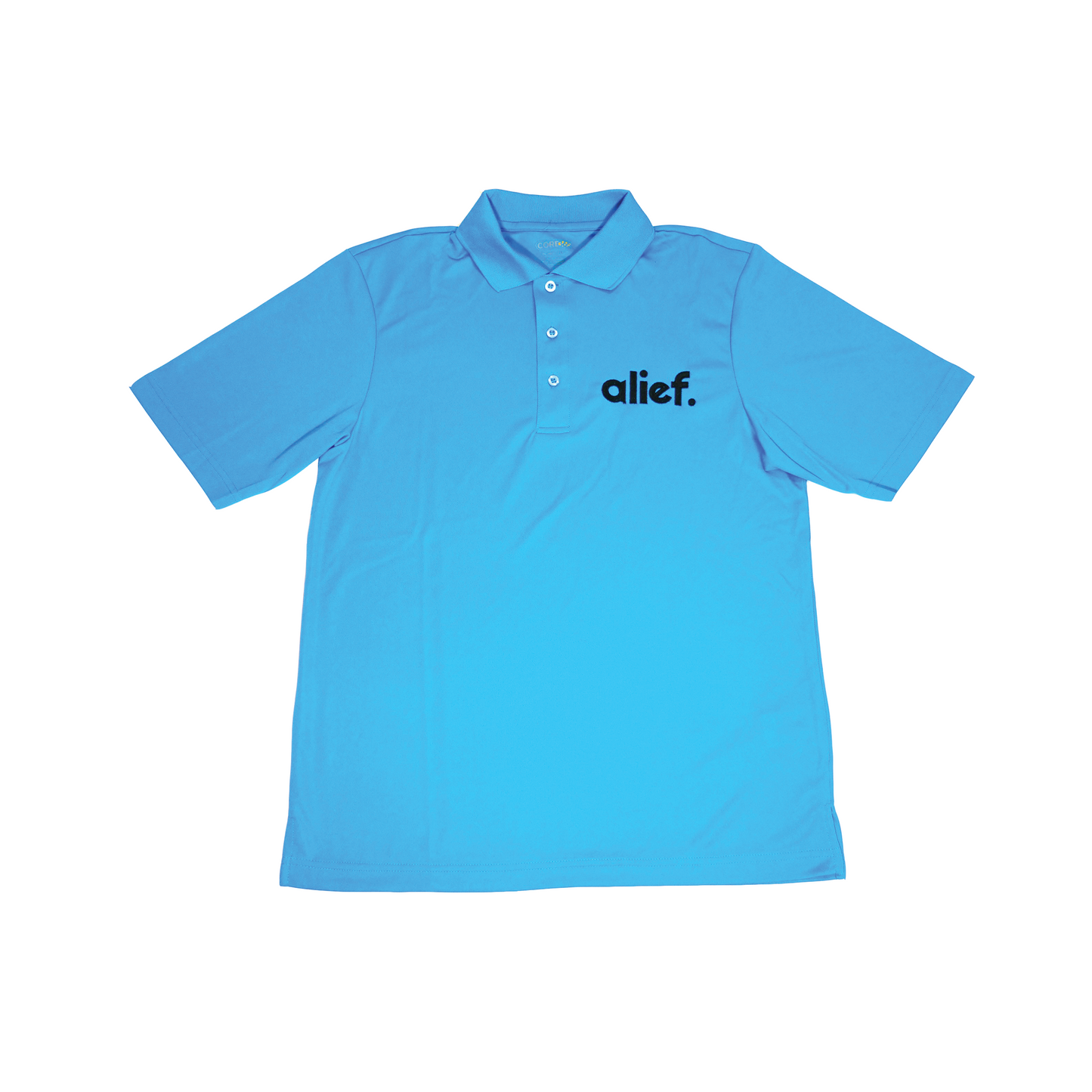 Embroidered Bold Alief Collar T-Shirts - Turquoise/ Black
