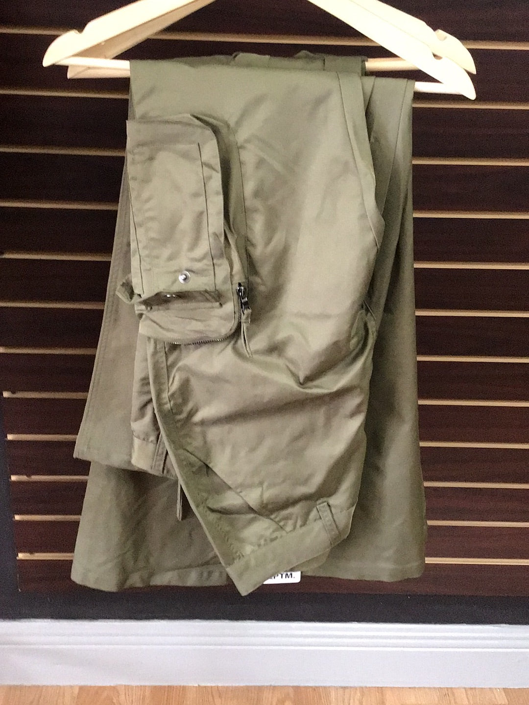Flare poly pants olive green