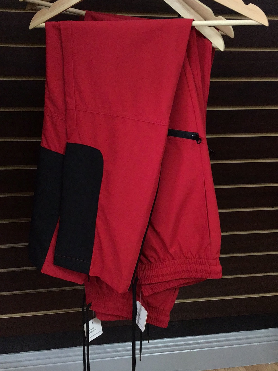Polyester flare joggers (bottom two tone/ red and black)