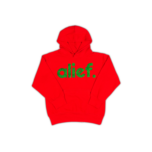 Alief Kids Glitter Hoodie- Red/Green Glitter