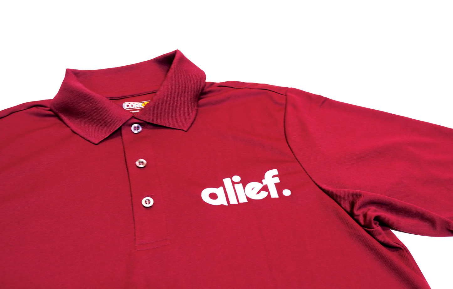 Embroidered Bold Alief Collar T-Shirts - Maroon/ White