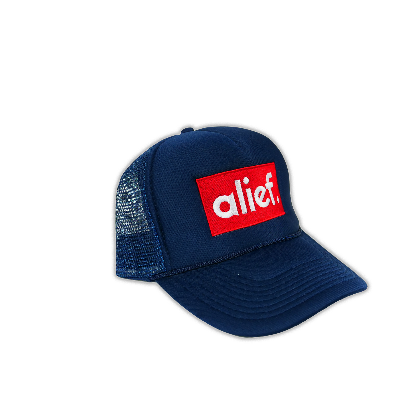 Alief Red Box Trucker Hat - Navy Blue
