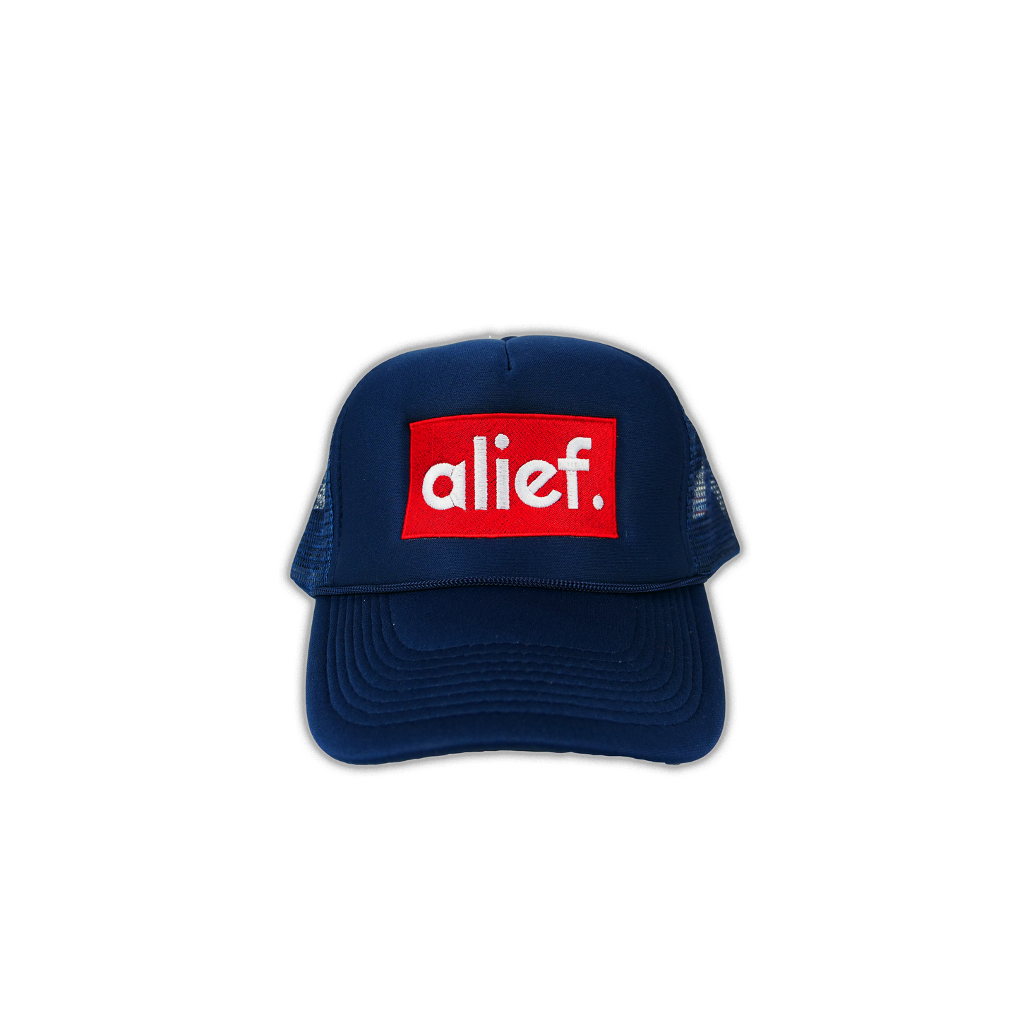 Alief Red Box Trucker Hat - Navy Blue