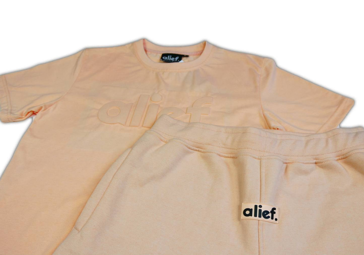 Alief Embossed Shorts Set - Peach