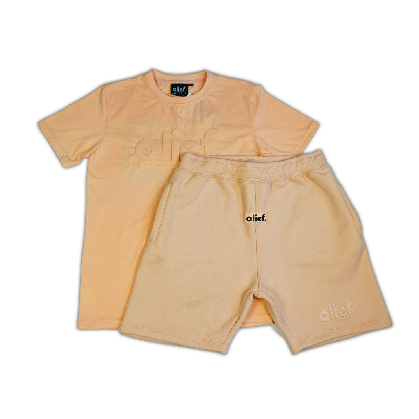 Alief Embossed Shorts Set - Peach