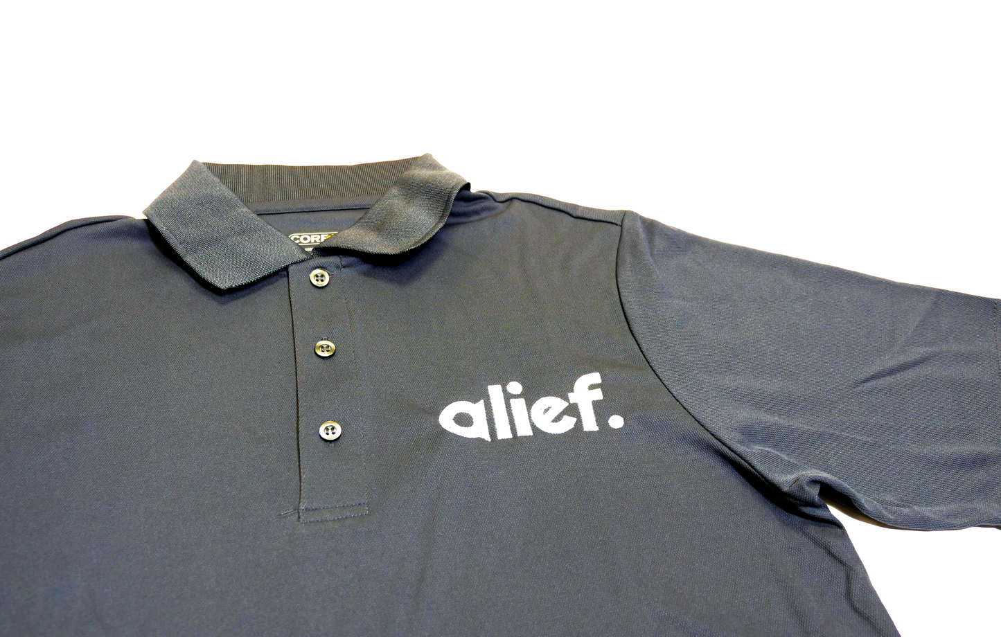 Embroidered Bold Alief Collar T-Shirts - Gray/ White