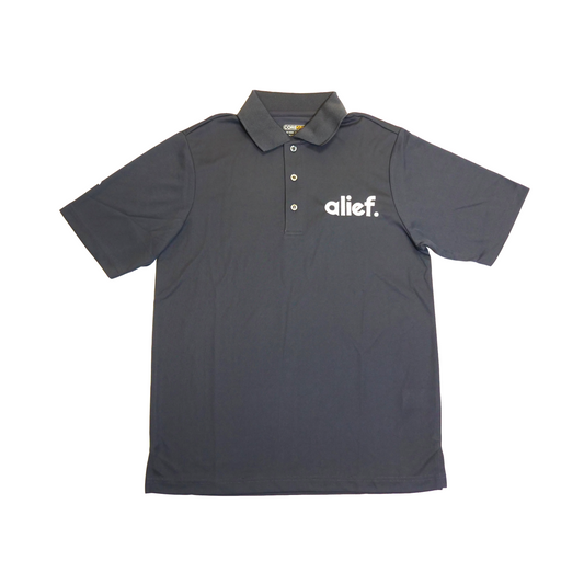 Embroidered Bold Alief Collar T-Shirts - Gray/ White