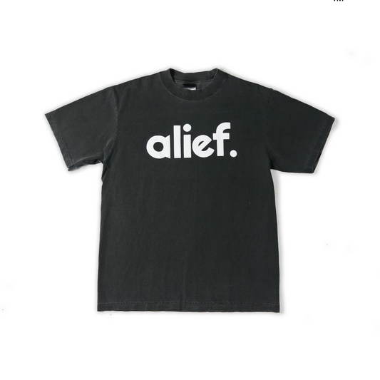 Puff Ink Bold Alief Tee - Stone Wash Gray/ White