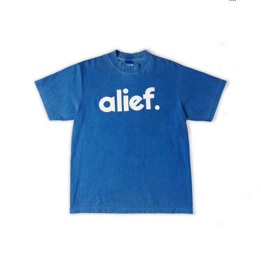 Puff Ink Bold Alief Tee - Wash Blue/ White