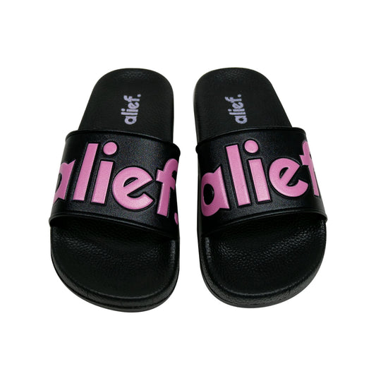 Bold Alief Slides - Black/Pink