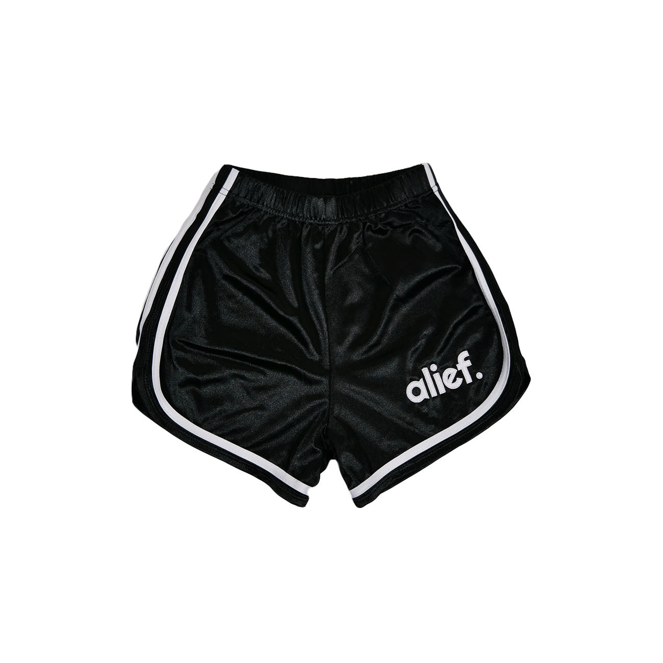 Alief Bold Logo Satin Booty Shorts - Black
