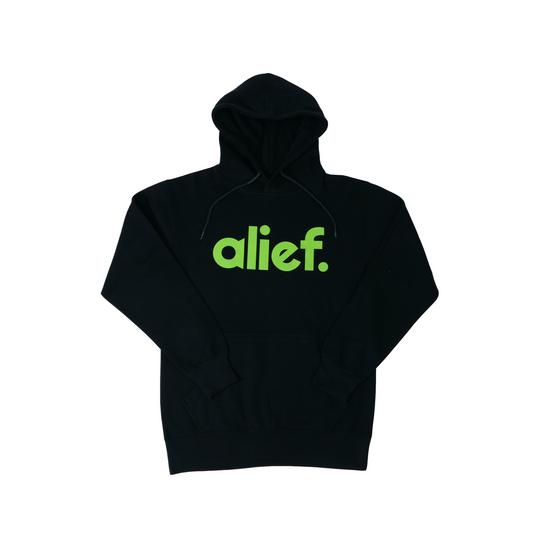Bold Alief Black and Lime Hoodie